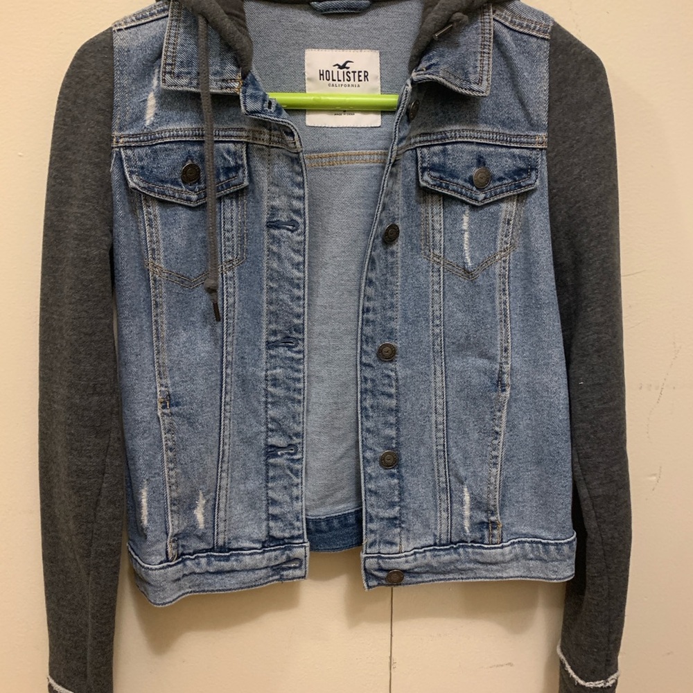 Hollister Blue and Gray Denim Jacket